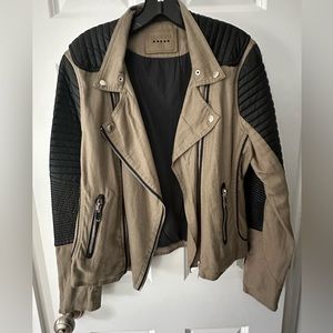 New Blank NYC green and black faux leather bomber jacket size L